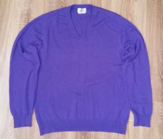 Hermes Rare Vintage Cashmere Purple V Neck Sweater Size Xl