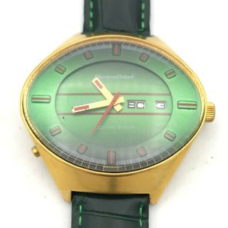 Vintage Watch Chaika Stadium Fish Eye Automatic USSR Gold Plated Calendar PERFEC 2