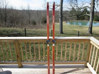 Vintage Hickory Wood Cross Country Norway Skis.  (splitkein) 8 Foot 5 1/2 "