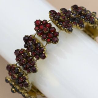 Antique Victorian Bohemian Garnet Cluster Link Bracelet