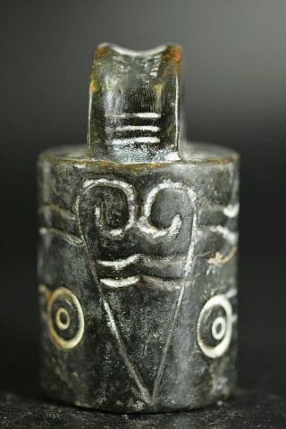 Rare Chinese Hongshan Culture Old Jade Hand Carved Amulet Seal A1