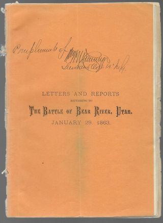 Rare 1863 Printed Report On The Bear River Massacre - Utah - (mormon)