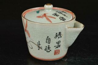 S6597: Japanese Kutani - Ware Daruma Pattern Teapot Kyusu Houhin Sencha