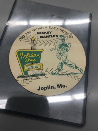 Vintage Mickey Mantle Yankees Baseball Holiday Inn Joplin Missouri Coaster Rare