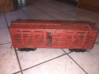 Large Antique Pressed Steel Buddy L Outdoor Railroad Train 3017 Cattle Car