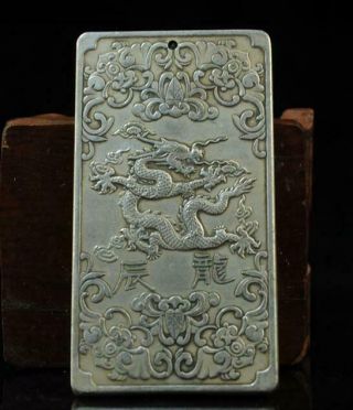 China Old Hand - Made Copper - Plating Silver Chinese Zodiac Dragon Waist Tag