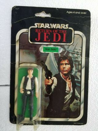 1983 Star Wars Han Solo Vintage Figure On Card Rotj Return Of The Jedi Carded