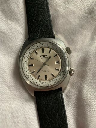 VINTAGE TECHNOS WORLD TIME AUTOMATIC WATCH STUNNING 2