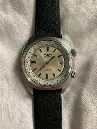 VINTAGE TECHNOS WORLD TIME AUTOMATIC WATCH STUNNING 3