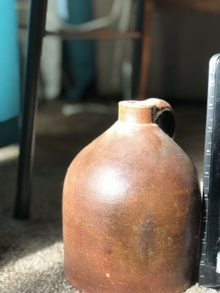 Unearthed Antique Primitive 1800 ' s Salt Glazed Stoneware Jug Rare Vintage 4