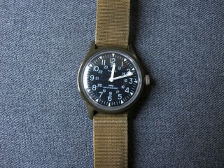 Vintage Timex Green Military Mechanical Field Watch