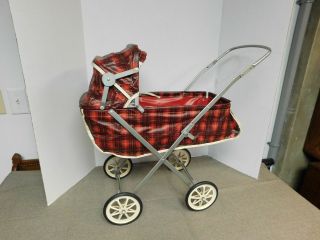 Vintage Red Plaid Doll/bear Stroller