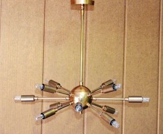 Vintage Industrial Antique Brass Hanging Ceiling Sputnik Chandelier With 12 Arms