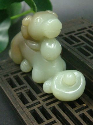 Chinese Antique Celadon Nephrite Hetian - Jade Aquarius Statues/pendant 15 2