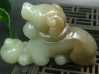 Chinese Antique Celadon Nephrite Hetian - Jade Aquarius Statues/pendant 15 4