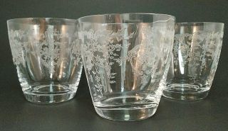 Vtg Fostoria Navarre Clear Crystal 3 3/4 " Double Old Fashioned Glasses Set Of 3