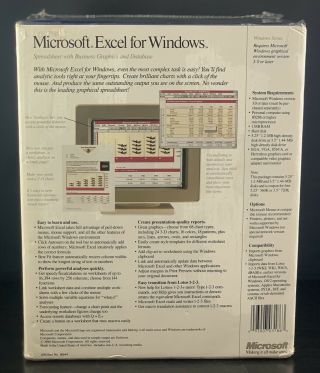 Vintage 1990 Microsoft Excel for Windows 3.  0 Complete Box Set 65 - 050V300 2