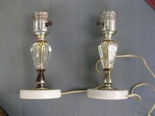 Pair Vintage Art Deco Vanity Bedroom Table Lamps 8 3/4 " Tall (they Work)