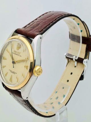 Estate Vintage Rolex BIG Bubbleback 6084 Men ' s Watch in 14kt & Stainless Steel 3