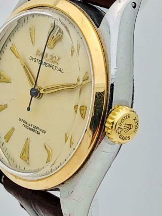 Estate Vintage Rolex BIG Bubbleback 6084 Men ' s Watch in 14kt & Stainless Steel 4