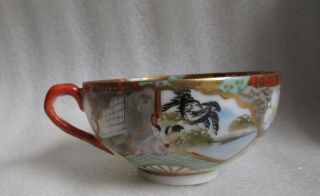 ANTIQUE JAPANESE Kutani Hand Painted TEA CUP INSIDE & OUTSIDE GEISHA Decorated 4