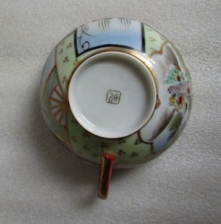 ANTIQUE JAPANESE Kutani Hand Painted TEA CUP INSIDE & OUTSIDE GEISHA Decorated 5
