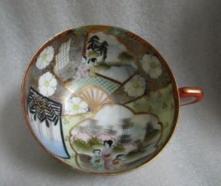 ANTIQUE JAPANESE Kutani Hand Painted TEA CUP INSIDE & OUTSIDE GEISHA Decorated 7