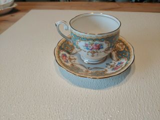 Queen Anne Regency Blue Teacup And Saucer