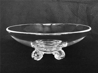 Vintage Steuben Glass Footed Centerpiece Bowl By John Dreves 1940s Scroll Feet