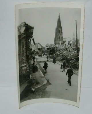 Vintage Germany Koln Cologne Cathedral Church Bombing Ruins Ww2 Photo Print