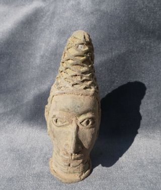 Ancient West African Mali Timbuktu Male/Female Head Figure Cast Bronze Sculpture 2
