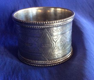English Victorian Sterling Silver Napkin Ring Serviette Holder Engraved Mary