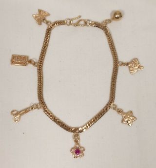 Vintage 18k Gold Charm Bracelet 18k Gold Charms 8 Grams Not Scrap