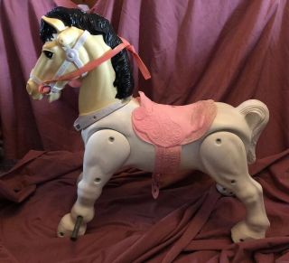 Vintage 1960s Marvelette The Mustang Ride - On Horse Toy Very Rare White