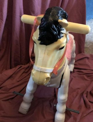 Vintage 1960s MARVELETTE the Mustang Ride - On Horse Toy Very Rare White 5