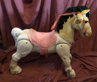 Vintage 1960s MARVELETTE the Mustang Ride - On Horse Toy Very Rare White 6