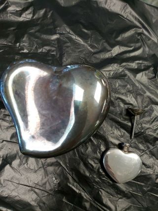 Tiffany & Co Elsa Peretti Sterling Silver Heart Trinket Box & Perfume Bottle