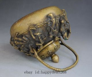 chinese old fengshui pure copper hand - carved Eight immortals statue teapot e01 5