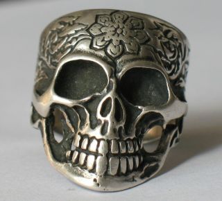 Sterling Silver 925 Ag Ring Sz 10 Vintage Skull Memento Mori Ukraine Ol