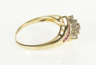 14K Diamond Cluster Square Ruby Bypass Fashion Ring Size 8 Yellow Gold 88 2