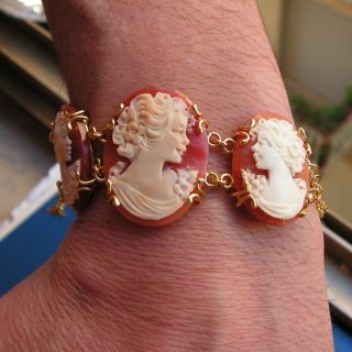 ANTIQUE STYLE CAMEO BRACELET WORKED HAND Vintage Artisan made in italy 4