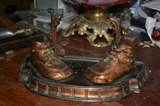 Vintage Bronze Kids Shoes Picture Frame Stand