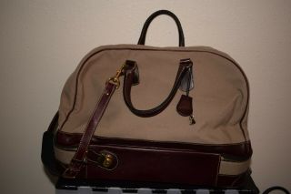 Vtg Holland Sport Brothers Mulholland Overnight Weekender Bag Leather And Canvas