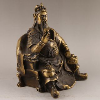 China antique brass hand made GUAN GONG GUAN YU read statue Decoration 2