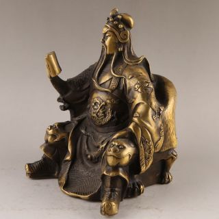 China antique brass hand made GUAN GONG GUAN YU read statue Decoration 3