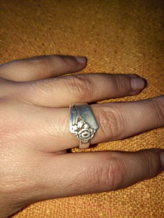 Antique Sterling Silver Rose Ring Erling By Oneida