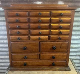Antique Vtg Early 1900s 20 Drawer Wooden Jewelry Cabinet Box Vicksburg Mich Rare