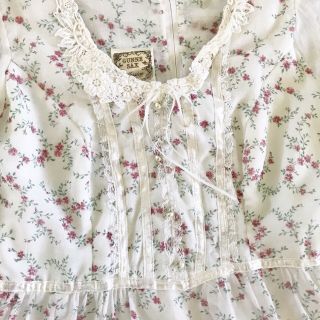 Vtg Gunne Sax Maxi Poet Sleeve White Floral Lace Boho Prairie Dress S Ruffle 5