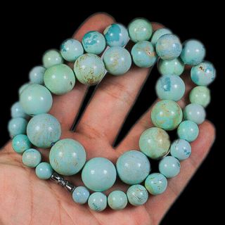 413.  7ct 100 Natural Intact Sleeping Beauty Turquoise Bead Necklace Cys118