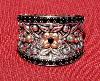 Barbara Bixby 18k Rose Gold Black Sapphire Sterling Saddle Ring Size 9 Fine 925